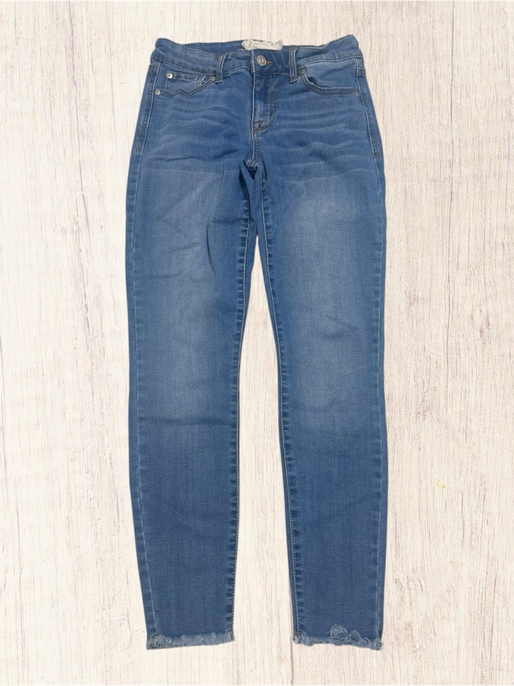 Altar'd State Skinny Jeans Raw Hem Frayed Medium Blue Wash Denim Women’s 0